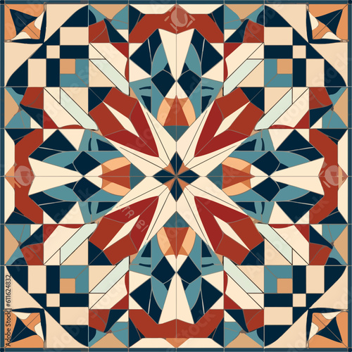 Ancient eometrical tile mosaic vector  photo