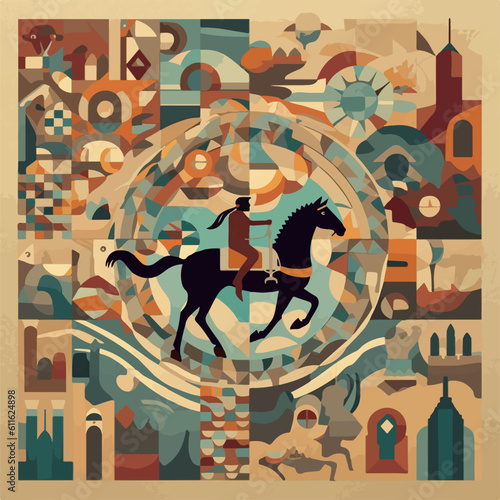 Ancient Greek, Egpyt Turk vector mosaic