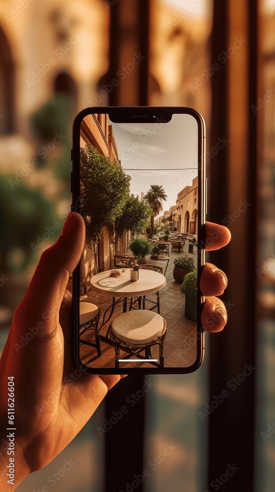 Showcase the integration of technology in everyday life with a close-up ...