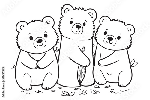 Cute Bear Coloring Pages  Kids Coloring Book  Bear Vector Character Illustration