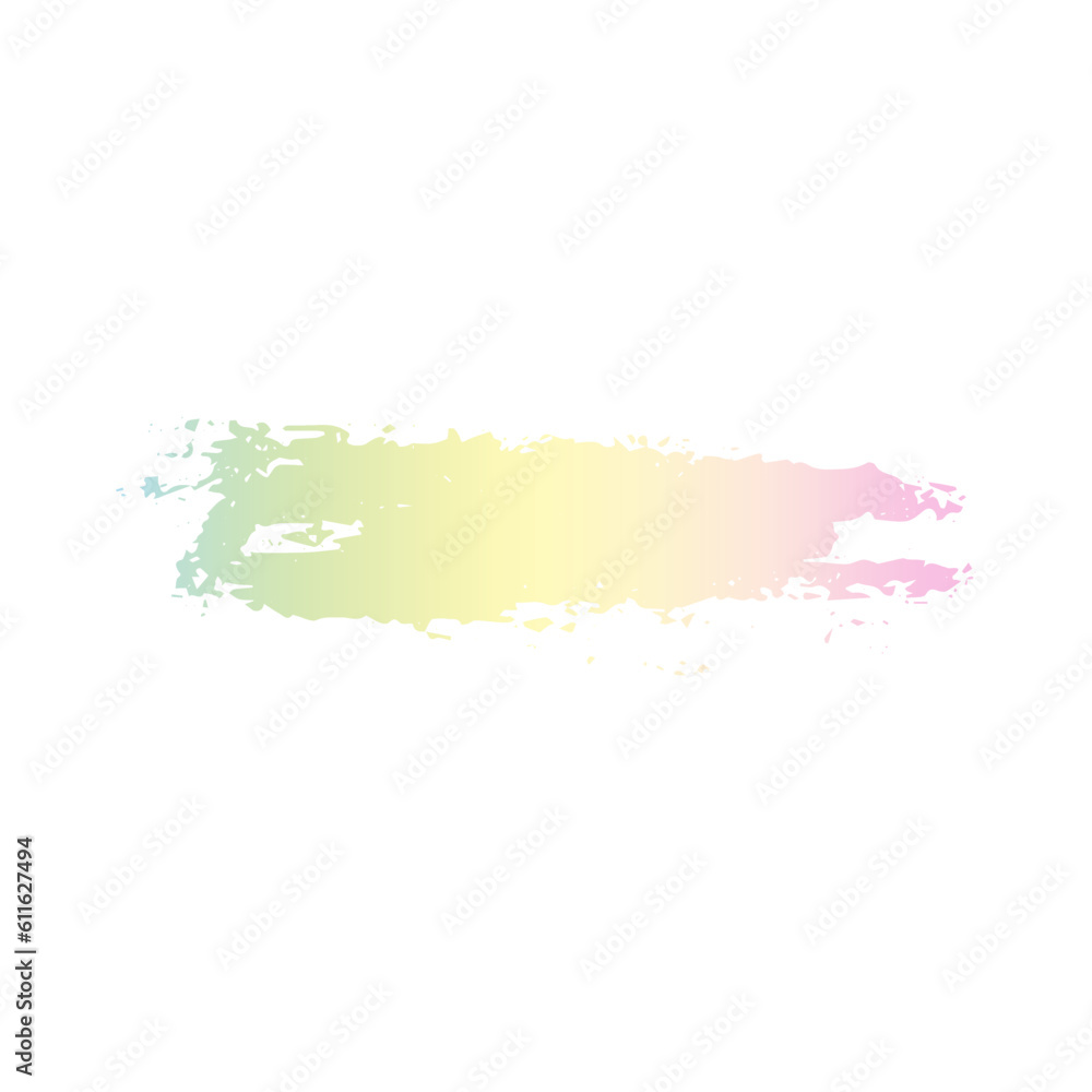 Fototapeta premium Rainbow holographic paint stroke isolated on white background. Bright rainbow spot. Vector paint stain gradient in trendy 90s, 00s retro style. 