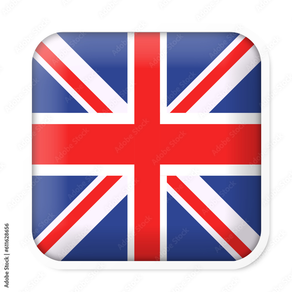 United kingdom flag square design with white frame and shadow effect square round flag of UK United kingdom flag square design with white frame and shadow effect square round flag of UK