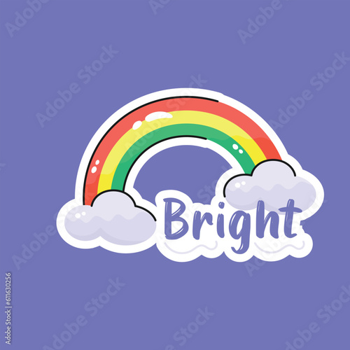 A beautiful hand drawn sticker of rainbow in trendy style, A meteorological phenomenon