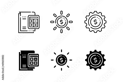 Boxy Icons - Line icons about finance, e-commerce, business calculator, gear