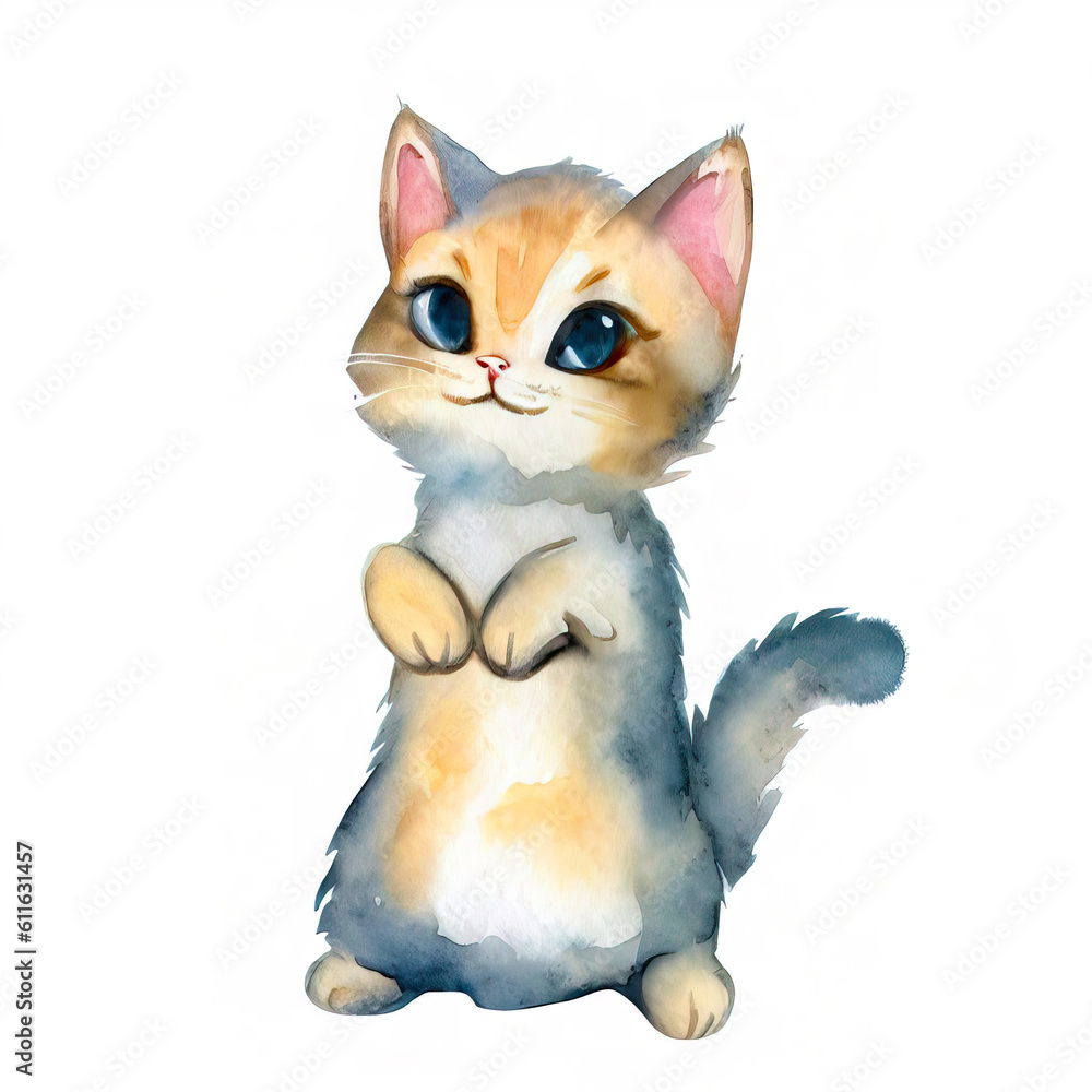 Watercolor Drawing of Cats, Kittens, Feline, and Pets 22 Watercolor Drawing of Cats, Kittens, Feline, and Pets 22
