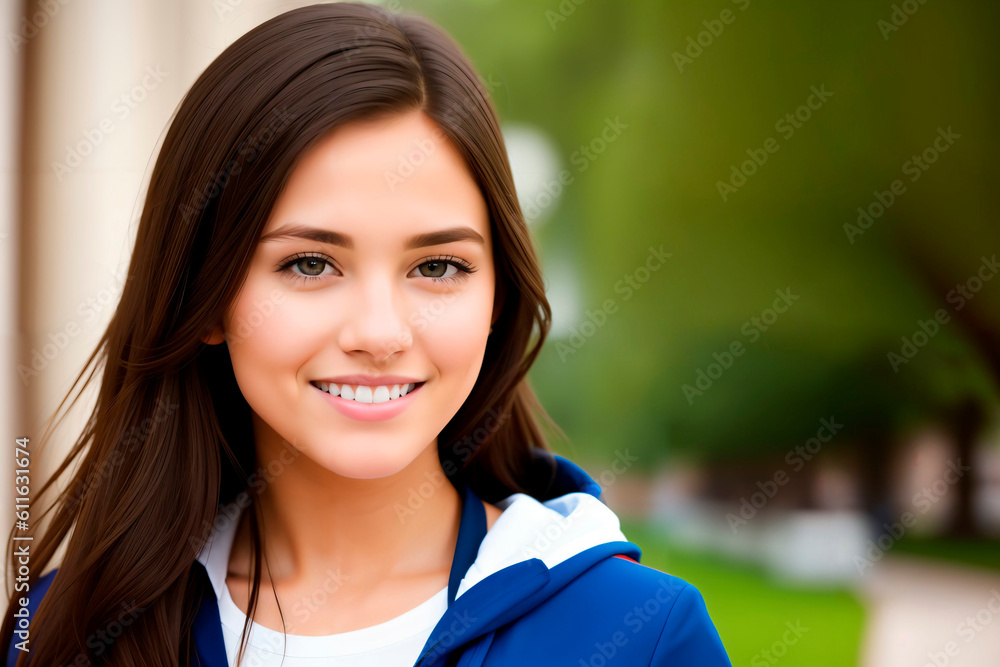 Young girl in college. High School Student.. Generative AI Young girl in college. High School Student.. Generative AI