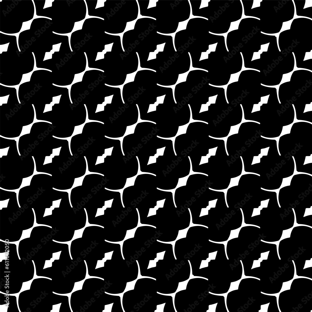  Grunge background with abstract shapes. Black and white texture. Seamless monochrome repeating pattern  for decor, fabric, cloth.