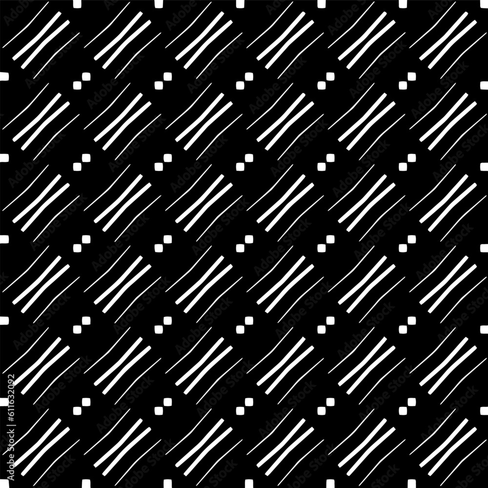Naklejka premium Grunge background with abstract shapes. Black and white texture. Seamless monochrome repeating pattern for decor, fabric, cloth.