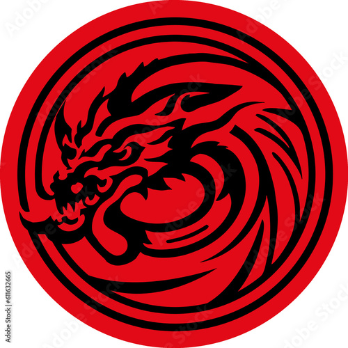 Dragon Round Logo Icon Vector