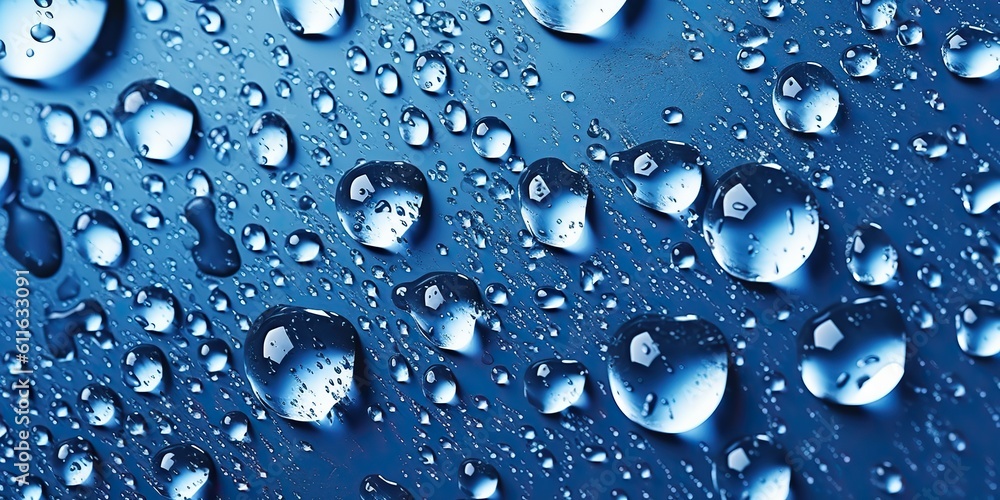 AI Generated. AI Generative. Photo realistic illustration of blue water drops on metal surface. Can be used for decoration or template. Graphic Art AI Generated. AI Generative. Photo realistic illustration of blue water drops on metal surface. Can be used for decoration or template. Graphic Art