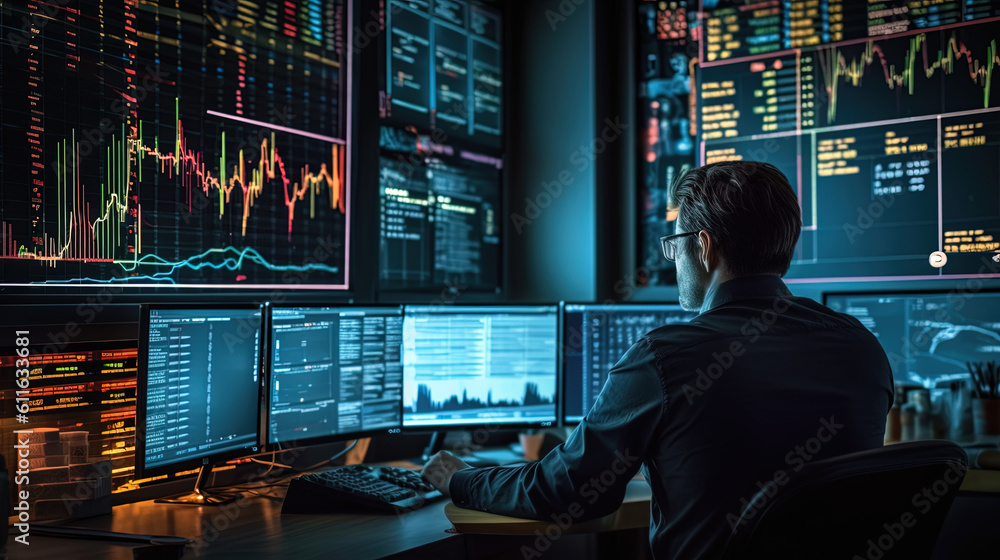 Crypto Powerhouse: Unveiling the Insights and Analysis of Cryptocurrency with a Trader and Banker in an Office. Ai Generative. Crypto Powerhouse: Unveiling the Insights and Analysis of Cryptocurrency with a Trader and Banker in an Office. Ai Generative.