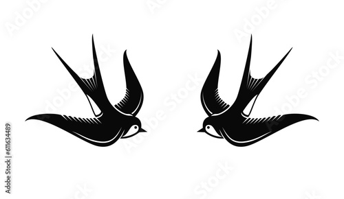 classic birds twin swallows tattoo