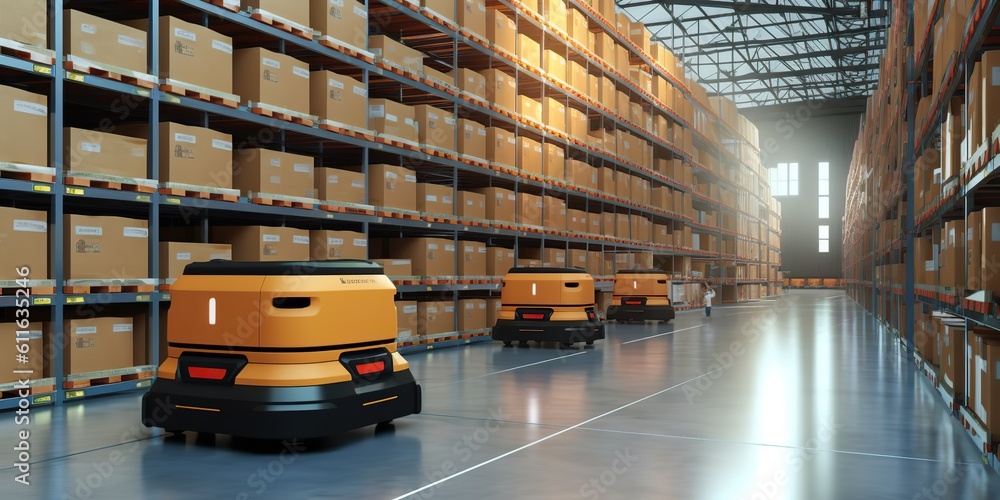 AI Generated. AI Generative. AGV automatic delivery shipping warehouse transportation. Innovation business marketing products. Graphic Art AI Generated. AI Generative. AGV automatic delivery shipping warehouse transportation. Innovation business marketing products. Graphic Art