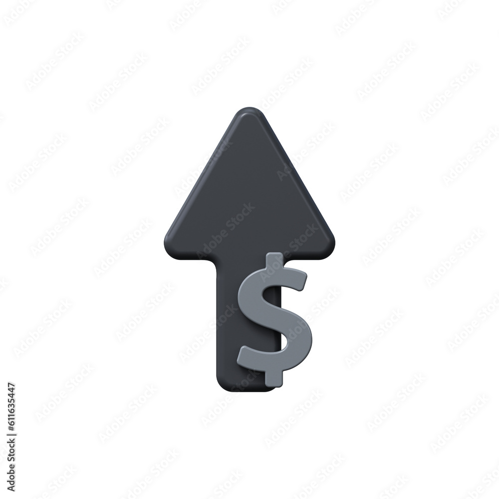 Obraz premium 3d dollar sign with black up arrow. Income growth symbol.