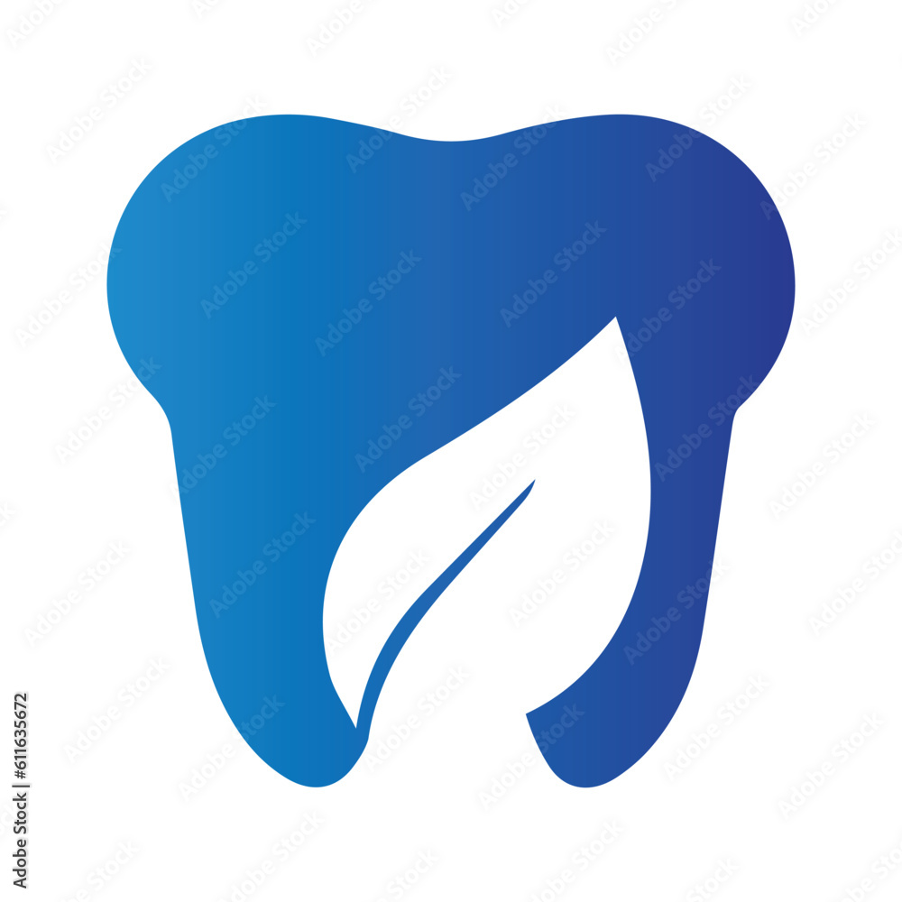 Tooth and leaf logo design vector illustration Tooth and leaf logo design vector illustration