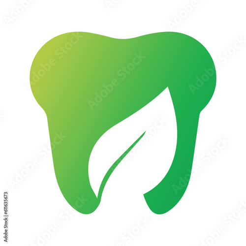 Tooth and leaf logo design vector illustration