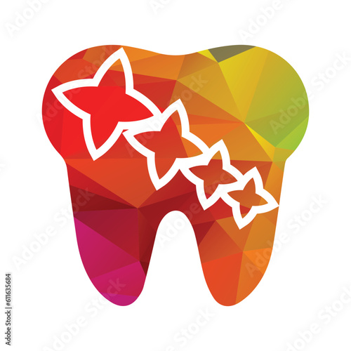 Tooth logo design template with stars