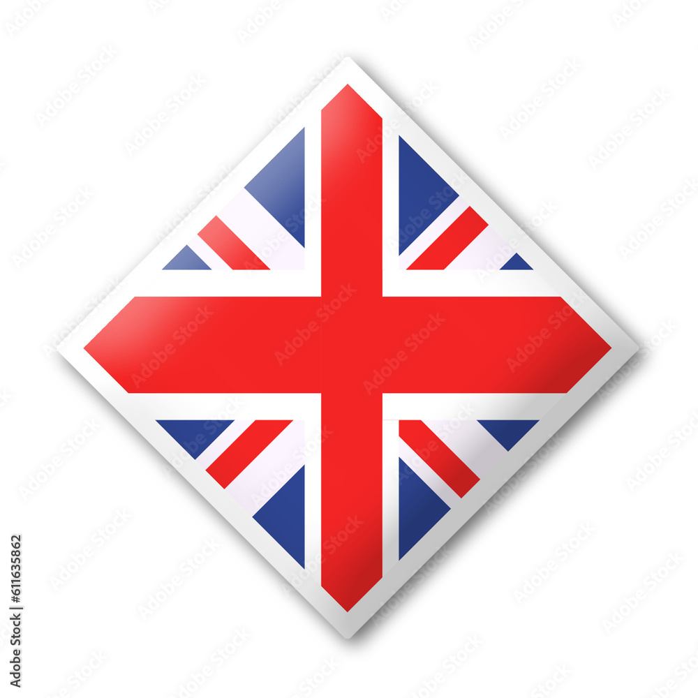 Obraz premium United kingdom flag square design with white frame and shadow effect square round flag of UK