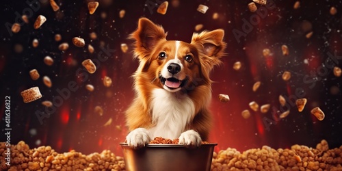 AI Generated. AI Generative. Dog food deed meal promotion. Store market marketing pet zoo. Graphic Art © AkimD