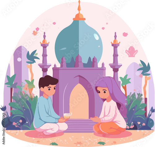 islamic kids celebration eid event clipart element sticker
