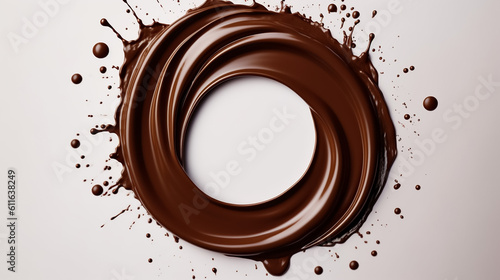 chocolate in a circular motion, isolated on white background