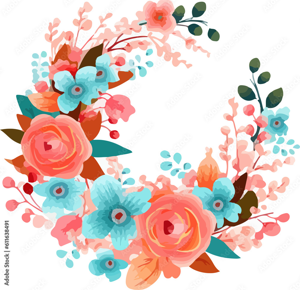 wild flower branch border clipart