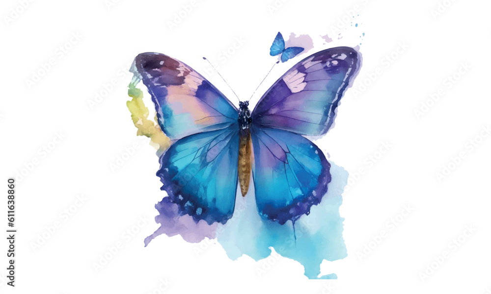 Obraz premium Watercolor Butterfly, butterfly on the flowers, butterflies, Lovely watercolor Butterfly, butterflies design
