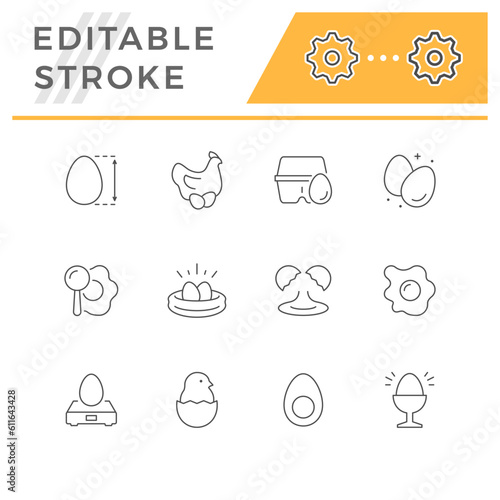 Set line icons of egg