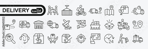Delivery service icon set. scooter, courier and Shipping symbol. Solid icons vector collection.