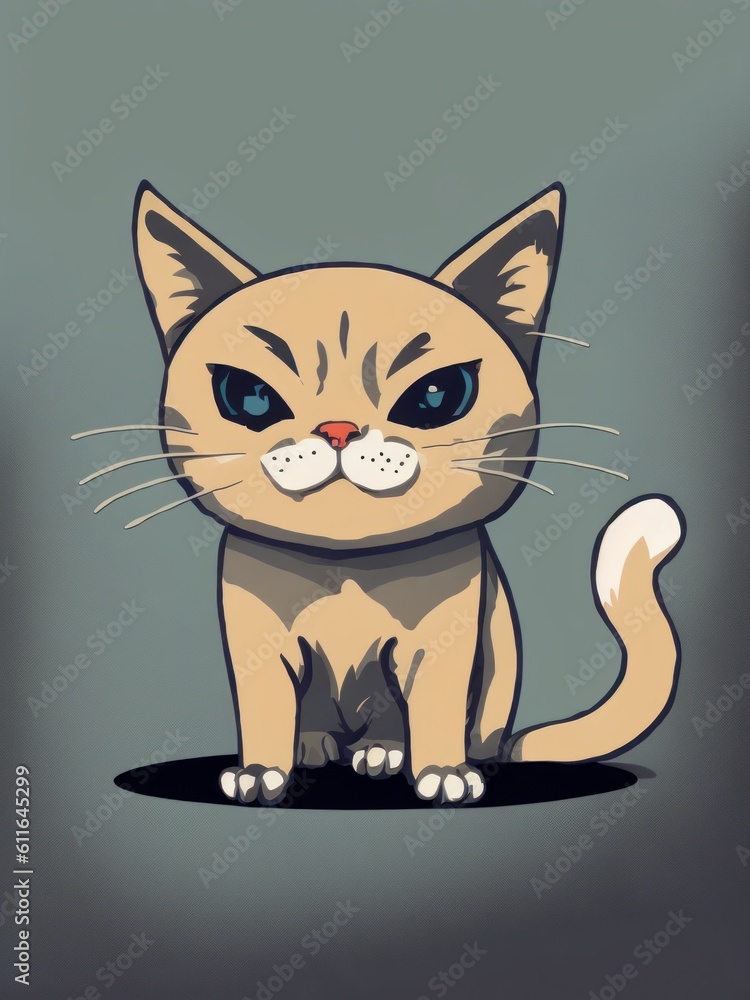 Obraz premium A drawing of a catoon cat, volume nine created with generative ai, ki