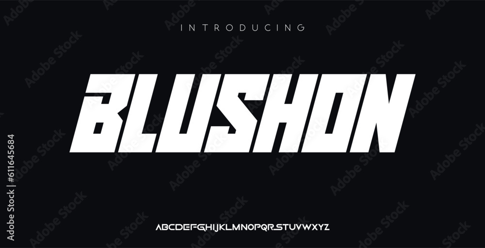 Blushon Abstract Fashion Best font alphabet. Minimal modern urban fonts for logo, brand, fashion, Heading etc. Typography typeface uppercase lowercase and number. vector illustration full Premium look