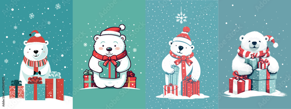 Cheerful Bear Vector Art for Festive Winter Designs