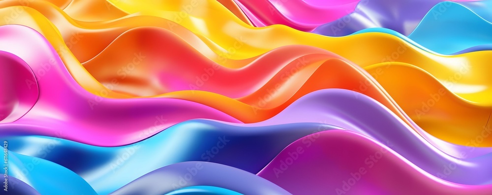 Fototapeta premium Colorful Wavy Liquid Background. 3D and Realistic Abstract Background. Generative AI