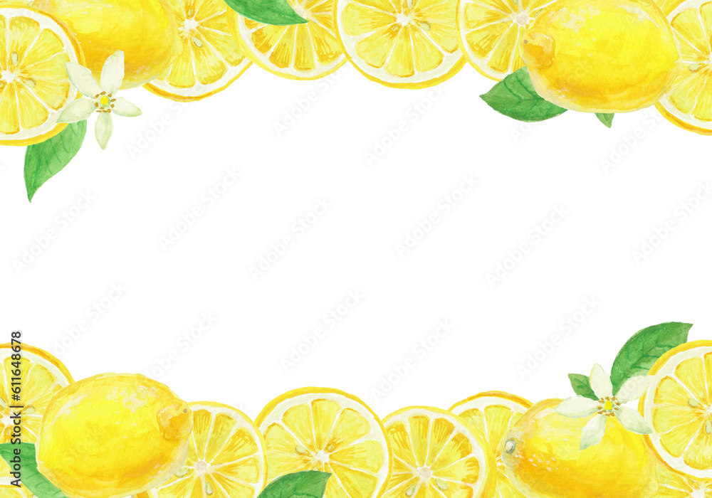 水彩絵の具で描いたレモンのイラスト
