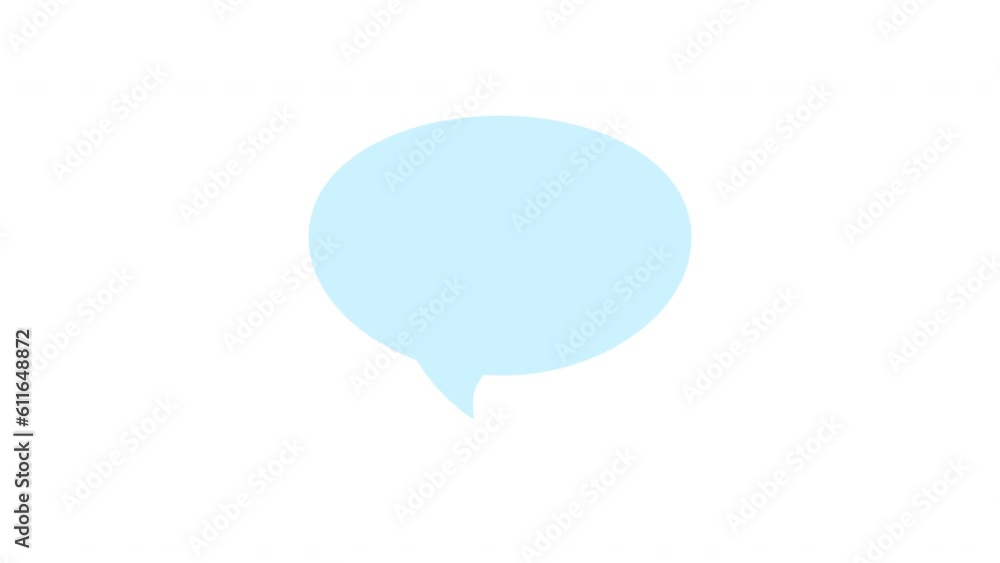 Animated blue speech bubble element on white background. Talking space in flat style. Motion graphics. Animated blue speech bubble element on white background. Talking space in flat style. Motion graphics.