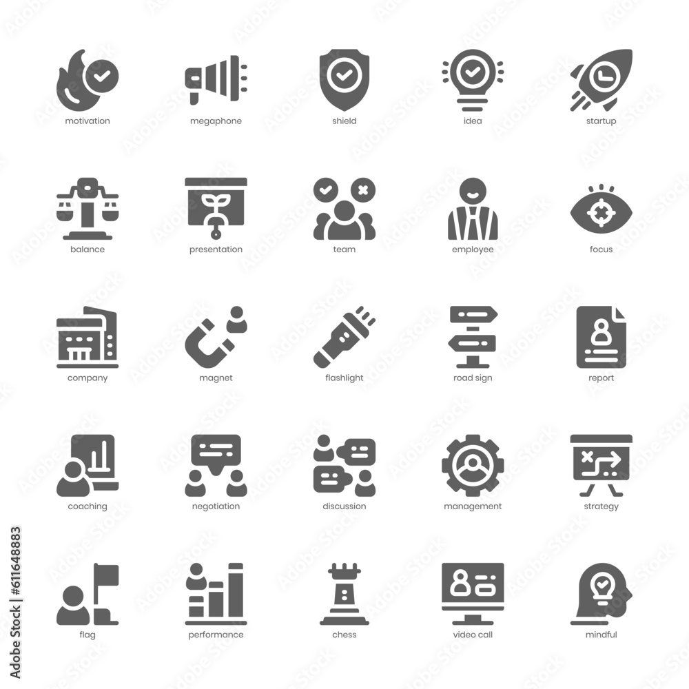 Coaching Icon pack for your website design, logo, app, and user interface. Coaching Icon glyph design. Vector graphics illustration and editable stroke.