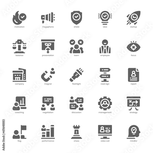 Coaching Icon pack for your website design, logo, app, and user interface. Coaching Icon glyph design. Vector graphics illustration and editable stroke.