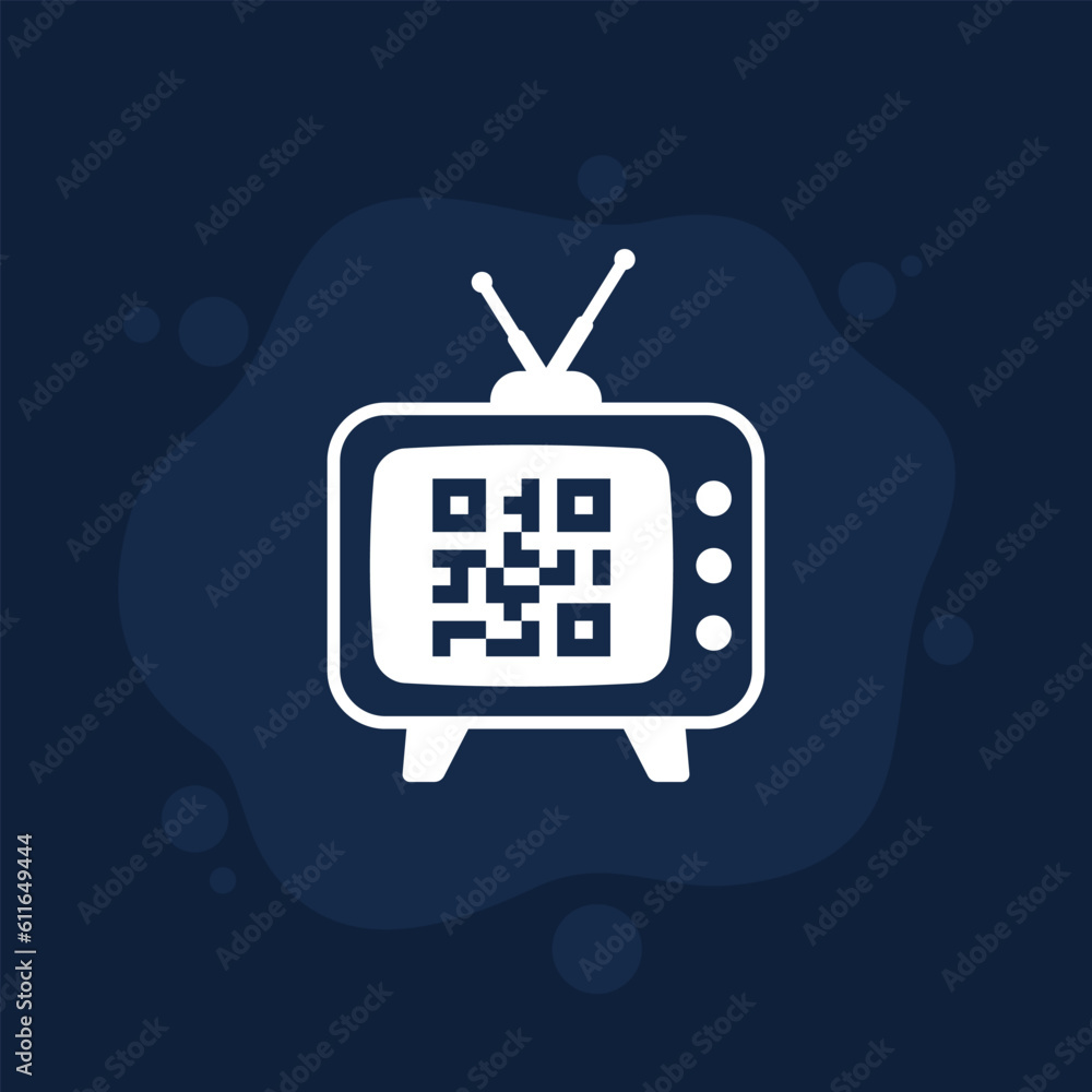old tv and qr code icon, vector old tv and qr code icon, vector