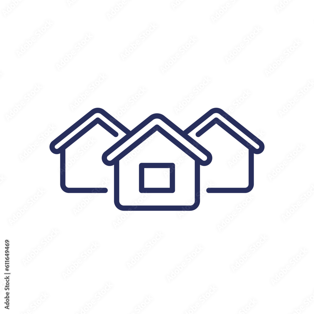neighbourhood, houses line icon on white neighbourhood, houses line icon on white