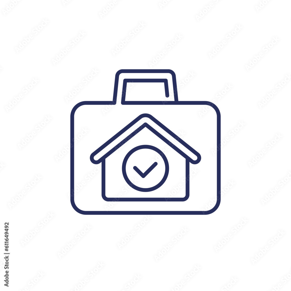 real estate portfolio line icon with a house and briefcase real estate portfolio line icon with a house and briefcase