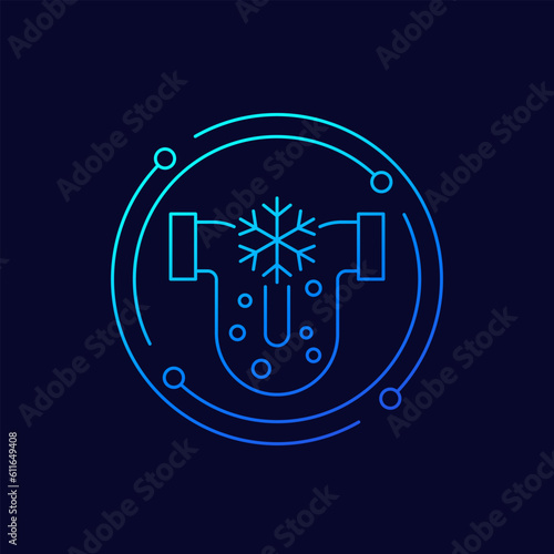 frozen pipe icon, linear design