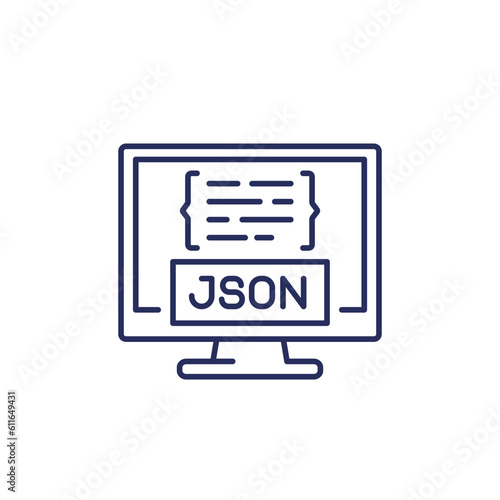 JSON line icon with a computer