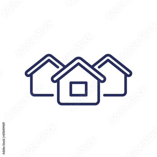 neighbourhood, houses line icon on white