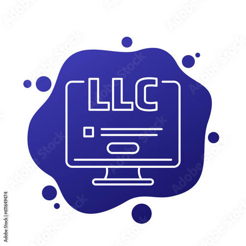 LLC online registration line icon, Limited Liability Company vector