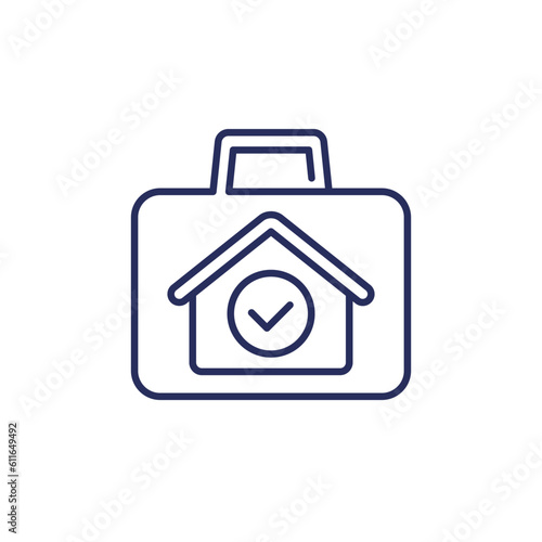 real estate portfolio line icon with a house and briefcase