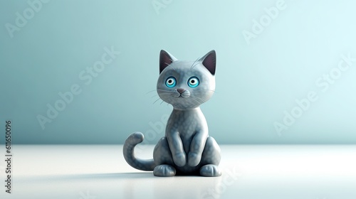 Cat on background. Cute cartoon character. 3d rendering. Generative AI © vie_art