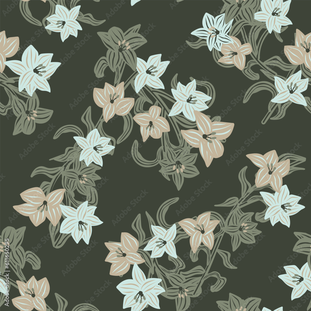 Neutral Colour Oriental Floral Seamless Pattern Design Background Neutral Colour Oriental Floral Seamless Pattern Design Background
