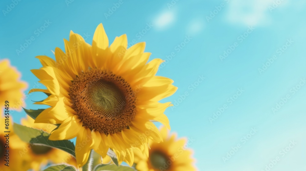 Obraz premium sunflower on blue background
