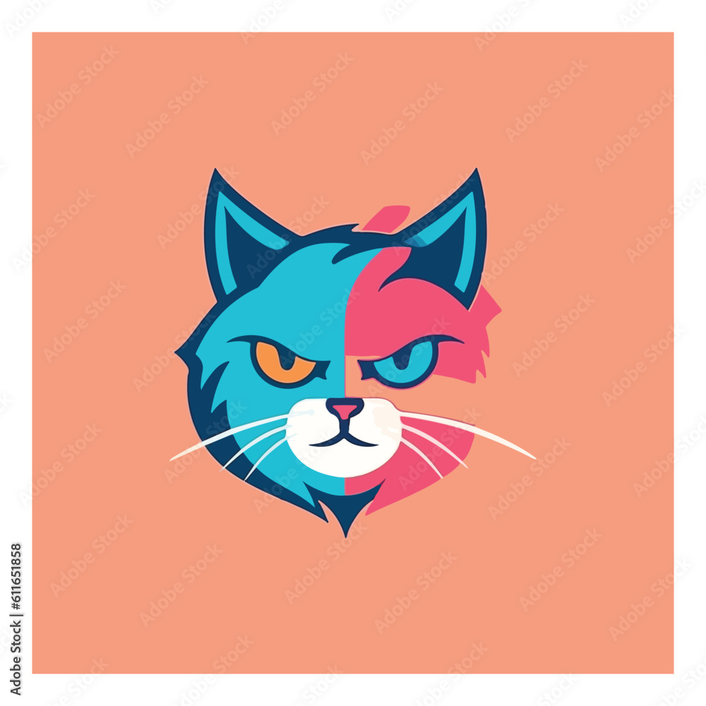 Fototapeta premium Cat shape mascot logo for animal health company.