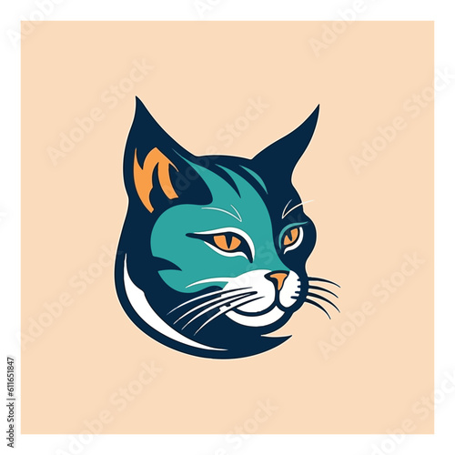 Cat shape mascot logo for animal health company.
